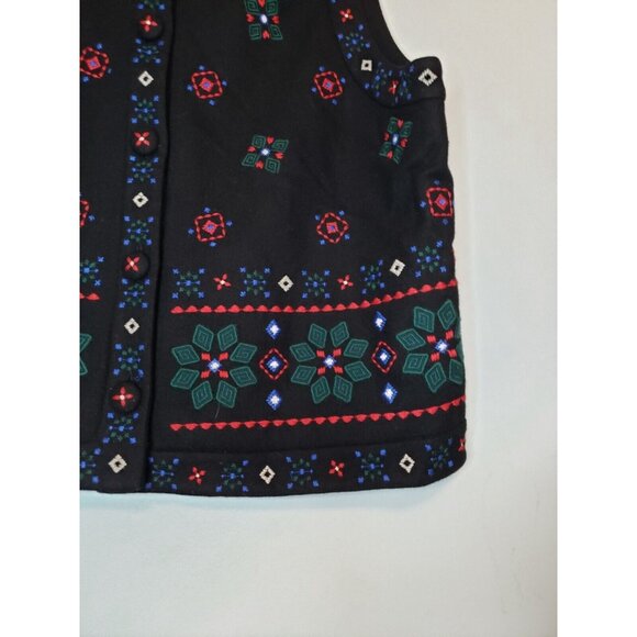 Talbots Womens Petite Sz S Vest Button Up Christmas Wool Blend Winter Holiday - Picture 3 of 6